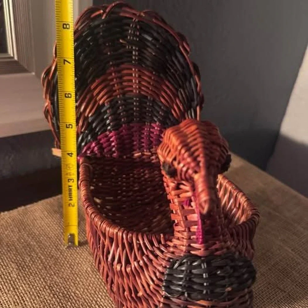 Rattan Boho Woven Turkey Basket Thanksgiving | Grandmacore Decor